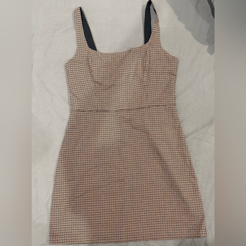 Abercrombie & Fitch Brown Houndstooth Mini Dress